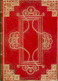 Legatura d'Elci in marocchino rosso con decorazioni in oro. Firenze, Biblioteca Medicea Laurenziana, D'Elci 740 (piatto anteriore).